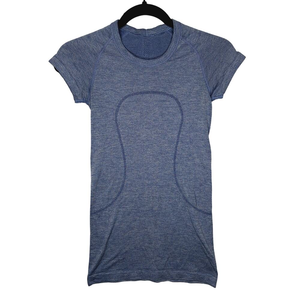 Lululemon Swiftly Tech Short Sleeve Crew Sparkle Gatsby Blue 4 Metallic Gym